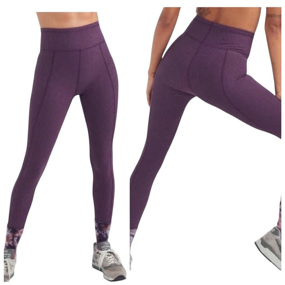 For Love & Lemons Purple Ribbed High Waist Leggings XS NWT